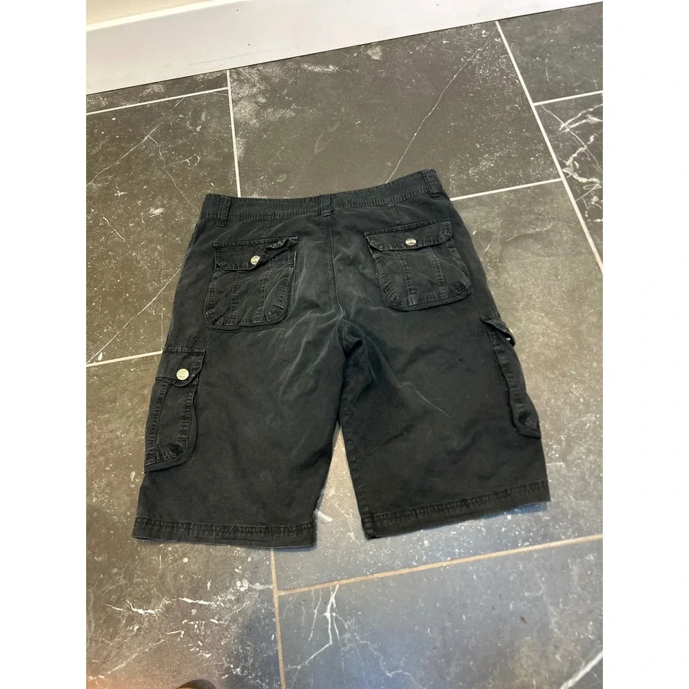 Raw X Mens Cargo Shorts Black Faded Twill Multi Pocket Relaxed Fit Size 34